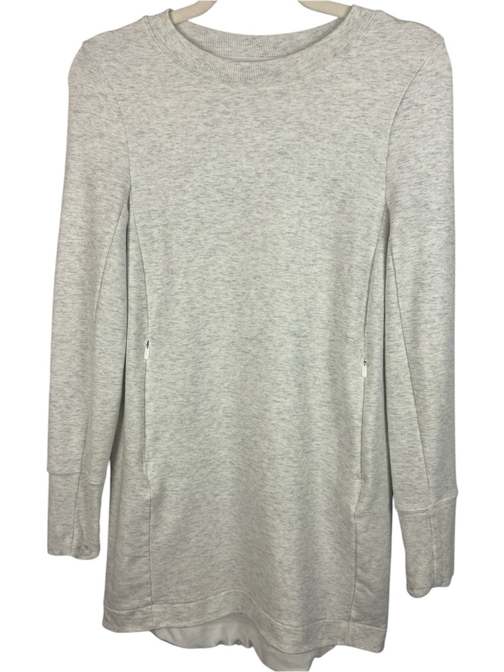 Athleta Coaster Luxe Sweatshirt Dress Heather Gray XS Thumbholes Pockets